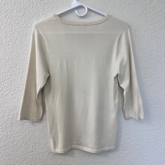 La Perla Womens Silk Lightweight Knit Sweater Top Size 10 US Ivory READ - Picture 2 of 15